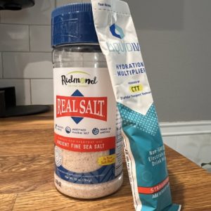 Shaker of salt and Liquid IV