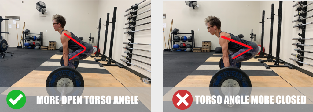 Side by side comparison of torso angle during deadlift