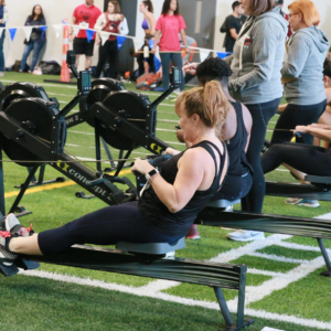 Woman on Concept 2 rowing machine